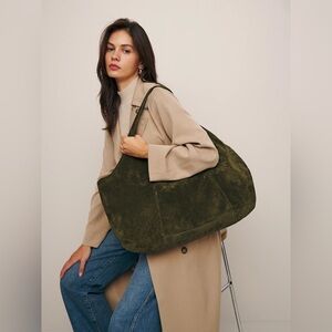 Reformation suede Vittoria East west Tote green
